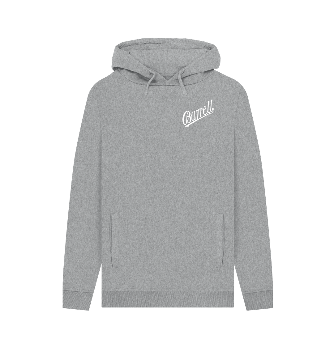 Light Heather Burrell Script Hoodie - Front and Rear