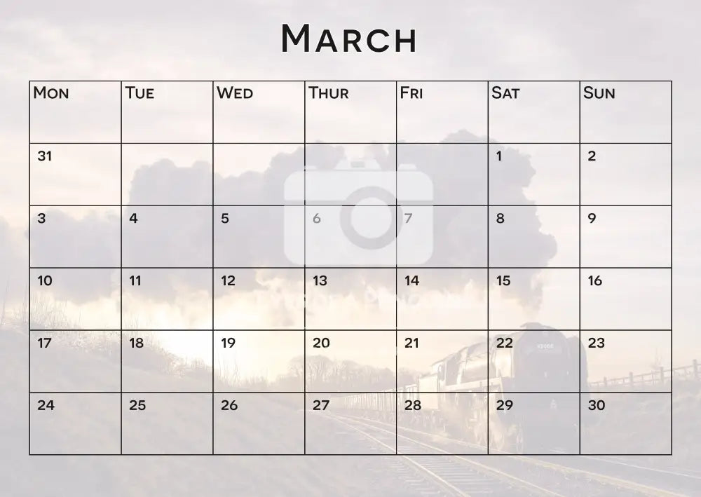 2025 Rail Steam Calendar (Rest Of World Orders)