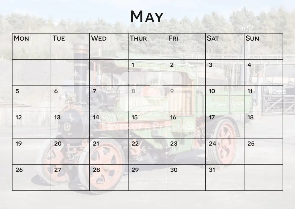 2025 Road Steam Calendar (Rest Of World Orders)