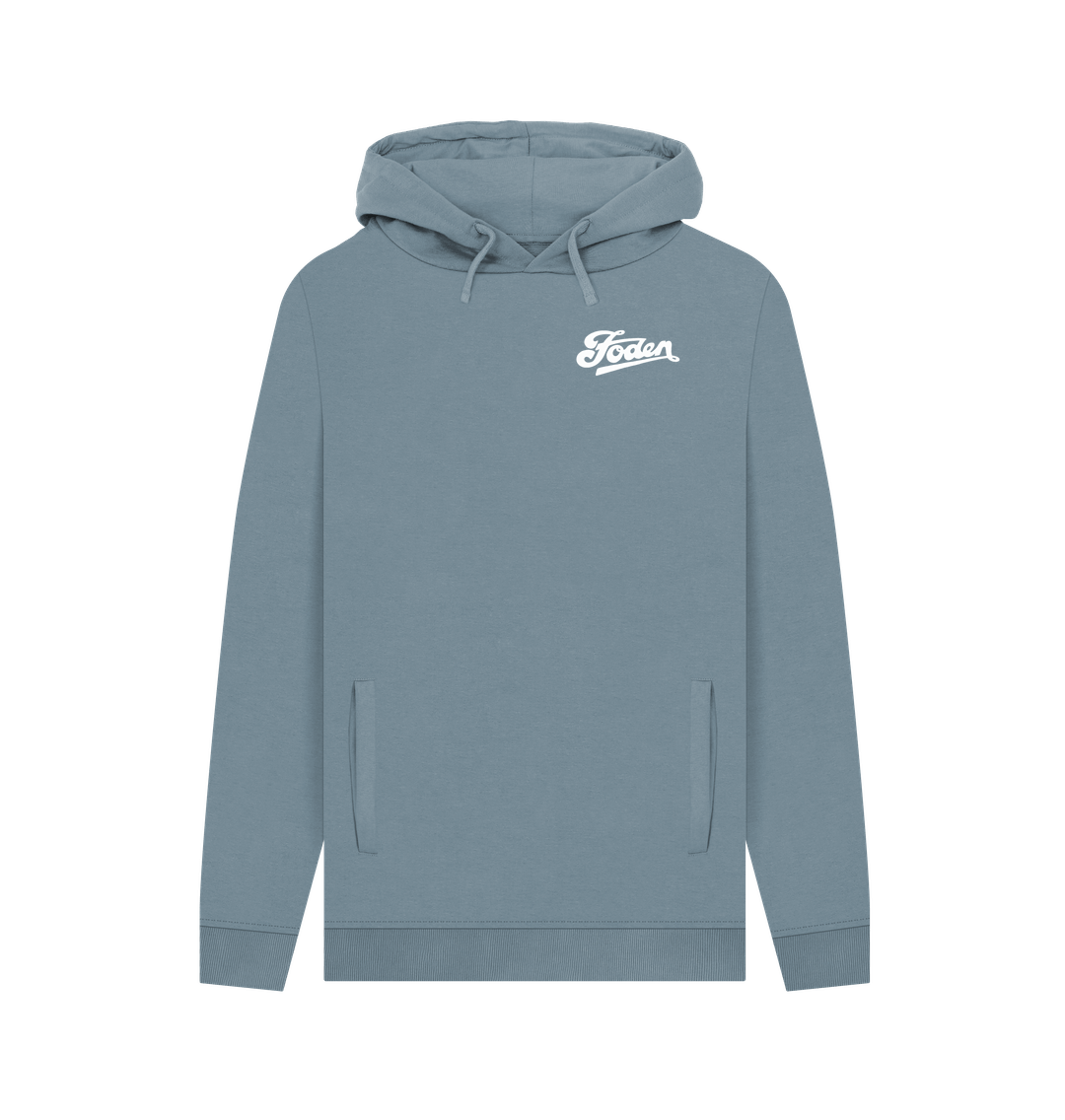 Stone Blue Foden Script Hoodie - Front and Rear